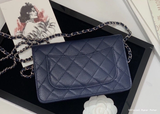 Hyper Peter WALLET HARDWARE WITH SILVER CHANEL CHAIN CAVIAR 0712